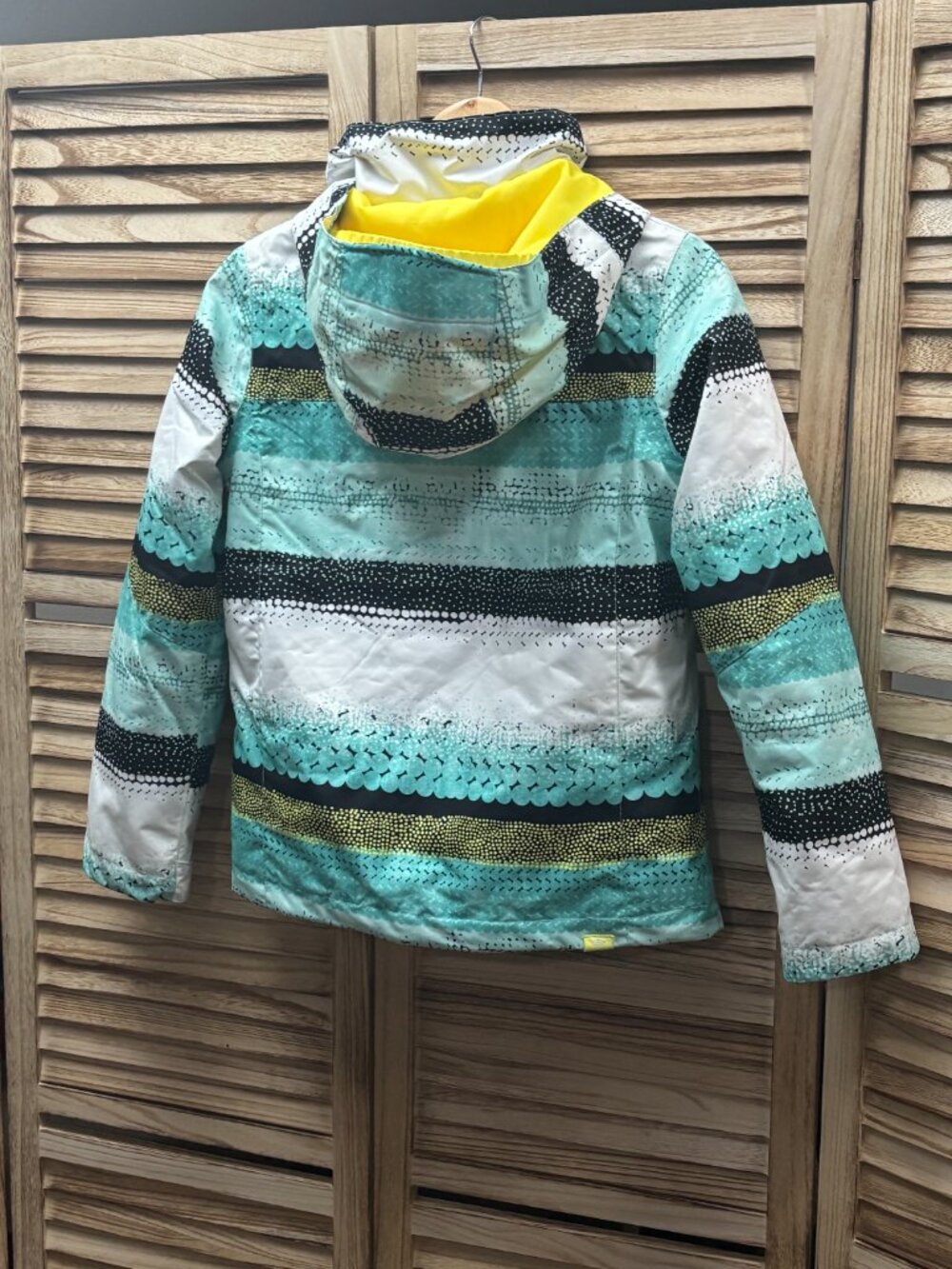 Roxy Jetty Girl Ski Snowboard Jacket Teal Striped Waterproof Size 12 L - Picture 7 of 14